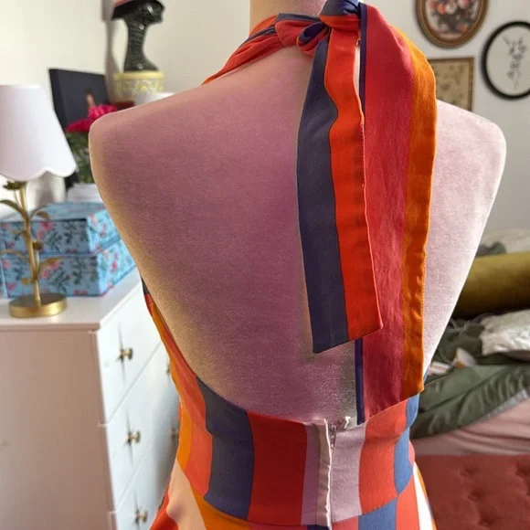 Retro Striped Pin Up Bettie Page Halter Dress - Picture 5 of 5